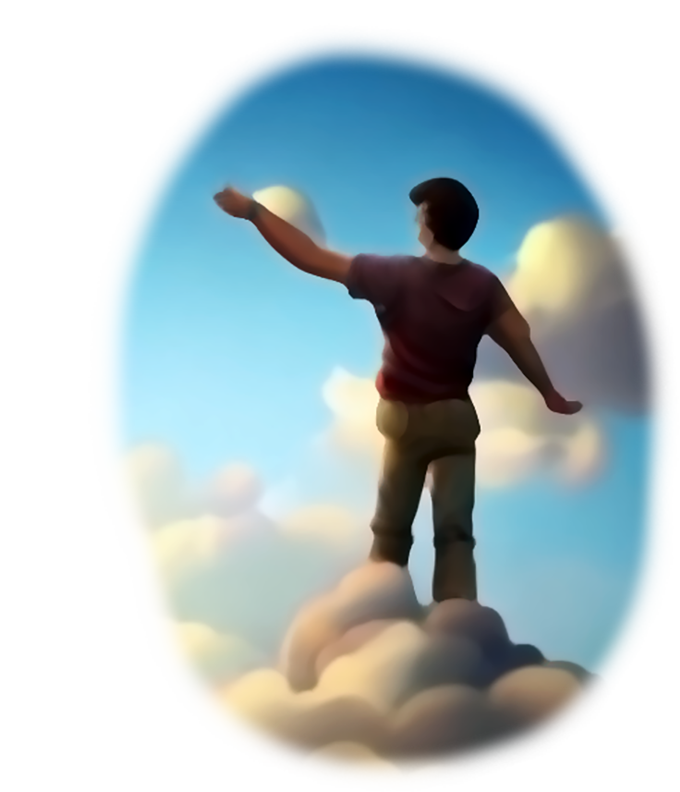 Man on Clouds Artwork Figure