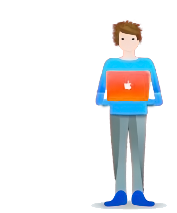 Artwork Figure of man holding laptop